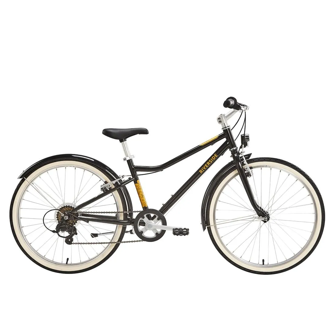 Kids' 9-12 Years 24" Hybrid Bike Riverside 500 - Black