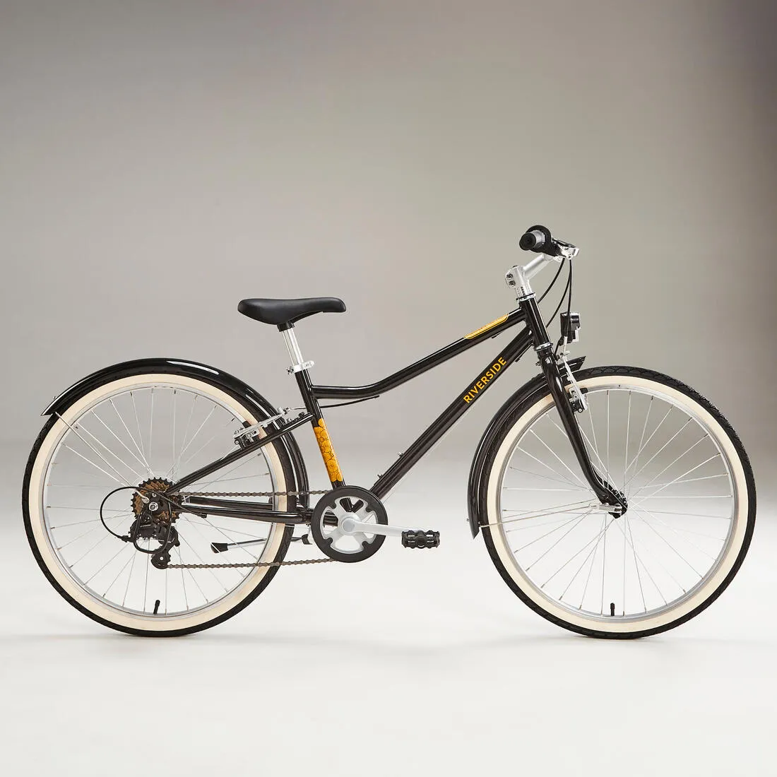 Kids' 9-12 Years 24" Hybrid Bike Riverside 500 - Black