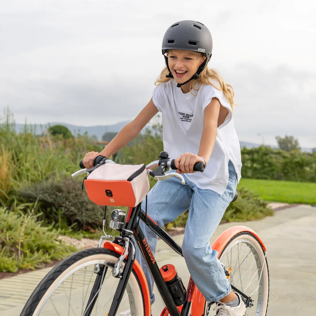 Kids' 9-12 Years 24" Hybrid Bike Riverside 500 - Black