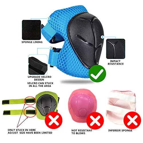 Knee Pads for Kids Knee Pads and Elbow Pads Toddler Protective Gear Set Kids Elbow Pads and Knee Pads for Girls Boys with Wrist Guards 3 in 1 for Skating Cycling Bike Rollerblading Scooter [Upgraded]
