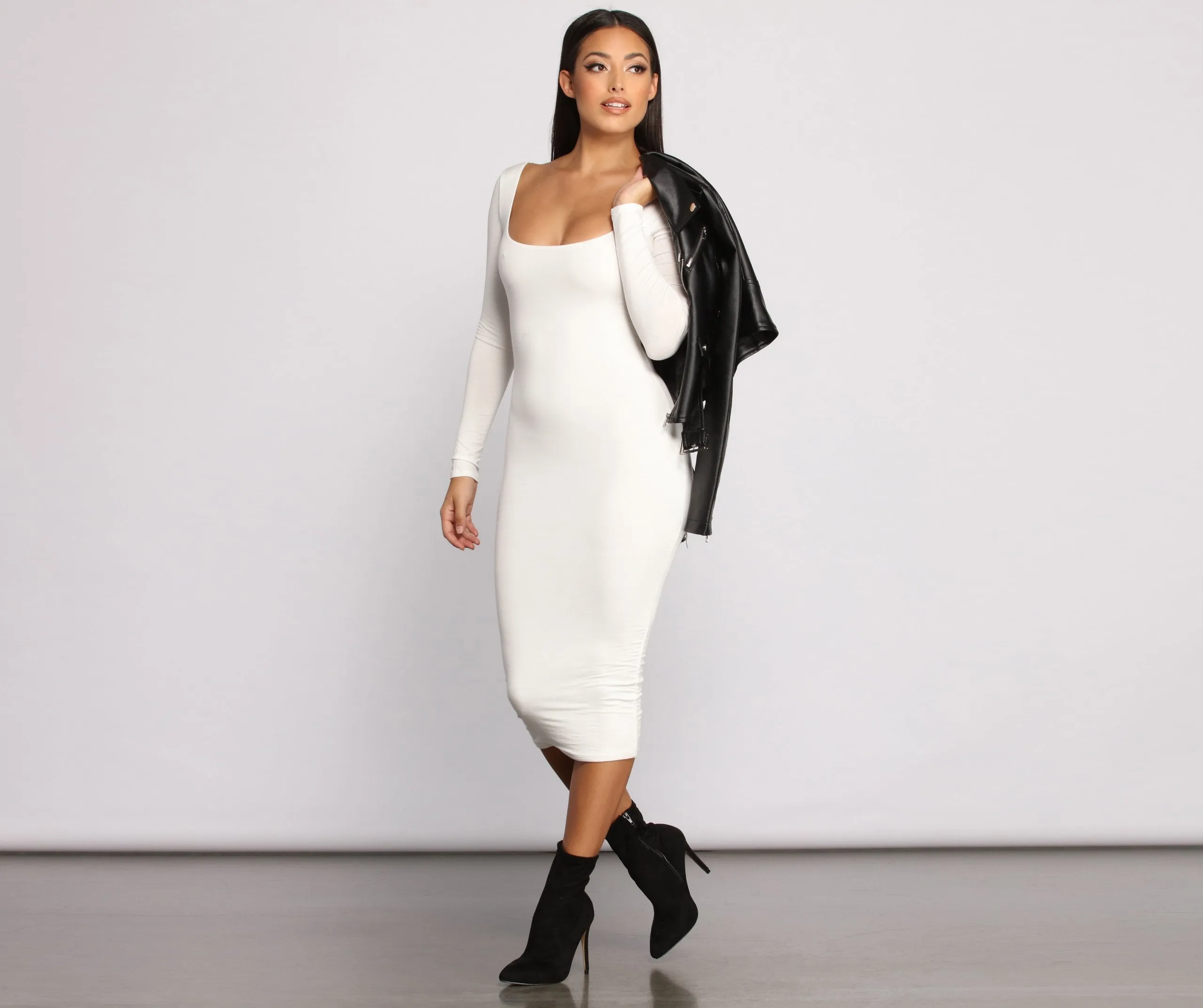 Lovin' Knit Stylish Basic Midi Dress