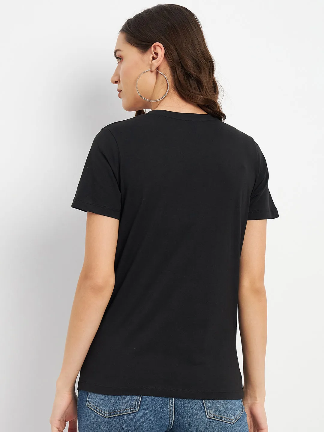 Madame Black Crew Neckline Typography Tshirt