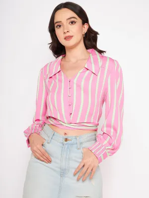 Madame Pink Notched Collar Shirt