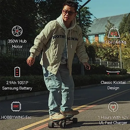 maxfind Entry-Level Electric Skateboards with Remote for Kids Teens Youth Motorized Board 15MPH Top Speed Lightweight 27 Inch MAX ONE