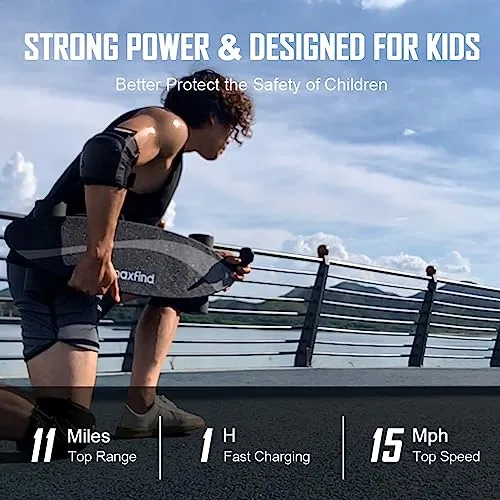 maxfind Entry-Level Electric Skateboards with Remote for Kids Teens Youth Motorized Board 15MPH Top Speed Lightweight 27 Inch MAX ONE