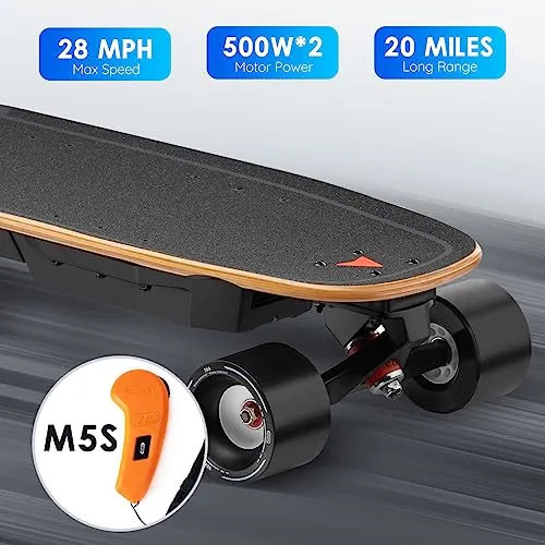 MEEPO Electric Skateboard with Remote, 28 MPH Top Speed, 20 Miles Range,330 LBS Load Capacity, Maple Cruiser for Adults and Teens, Mini5 ER