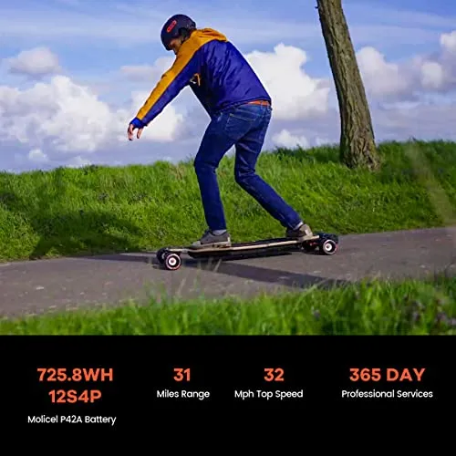 MEEPO Hurricane Bamboo Pro Off-Road All Terrain Electric Skateboard, Ultra-Long 31 Miles Range Mountain Board, Highest 32 MPH Top Speed, 365 Days Warranty, Professional for Adult