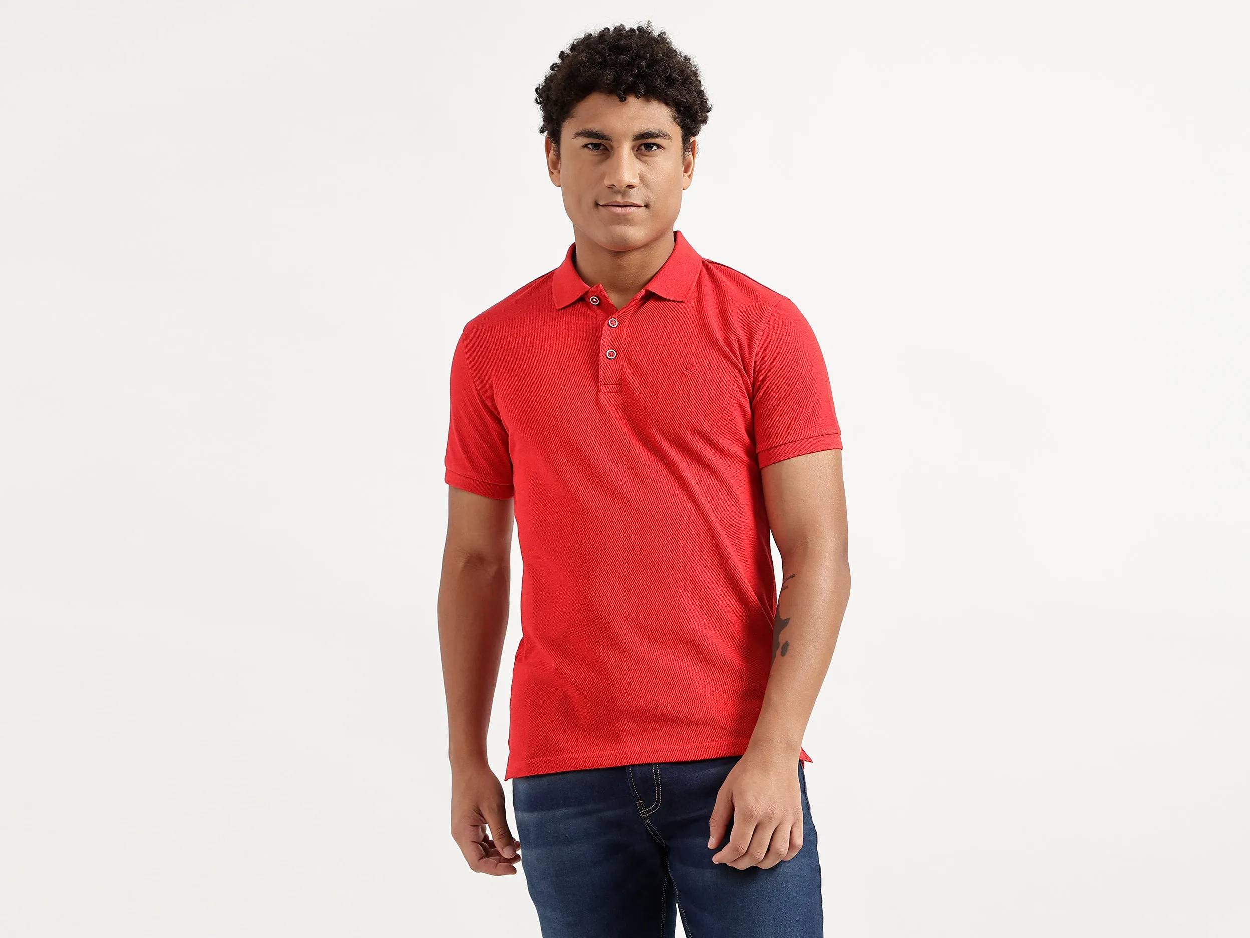 Men Red Solid Regular Polo T Shirt