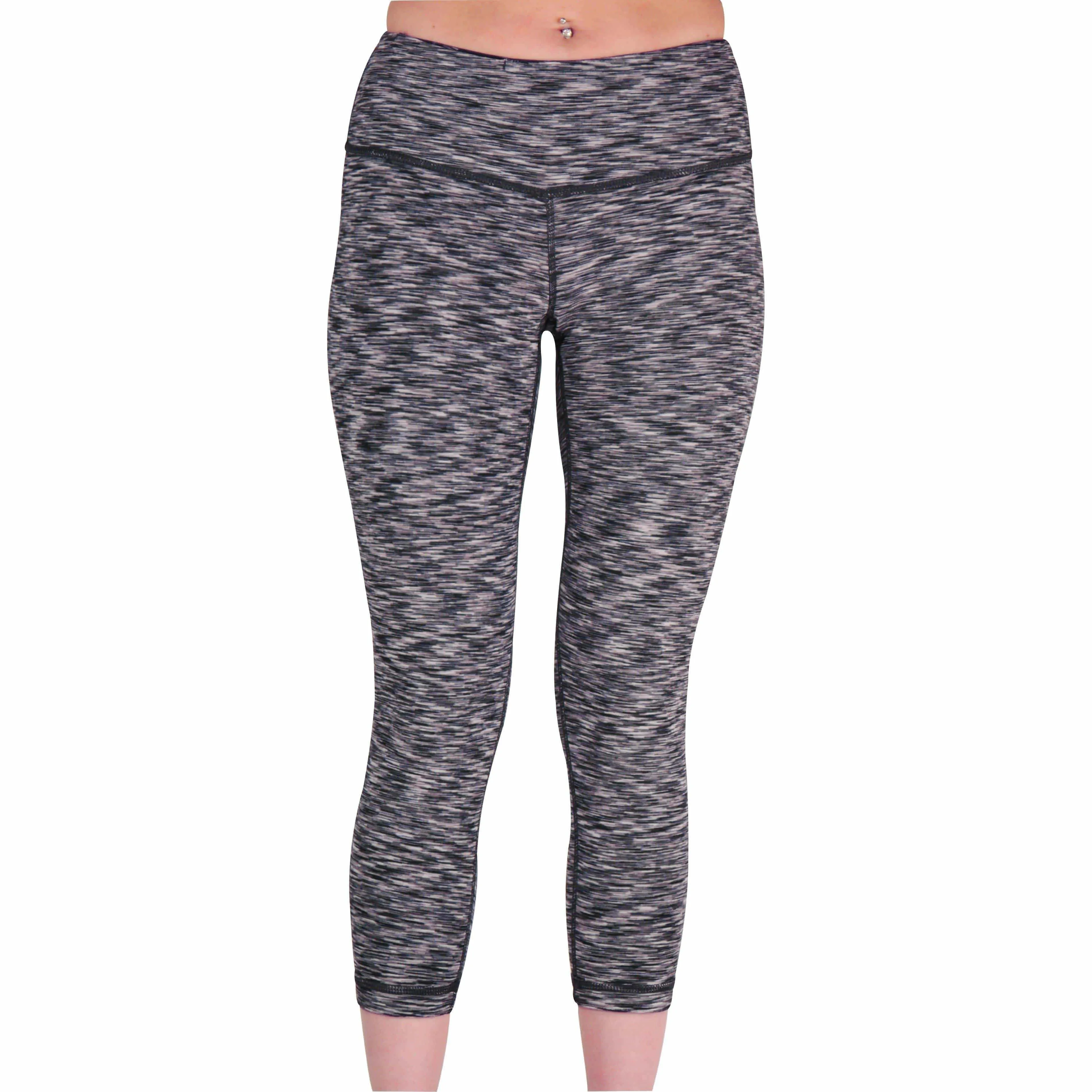 More Mile Reversible Graphic Womens 3/4 Capri Running Tights - Grey