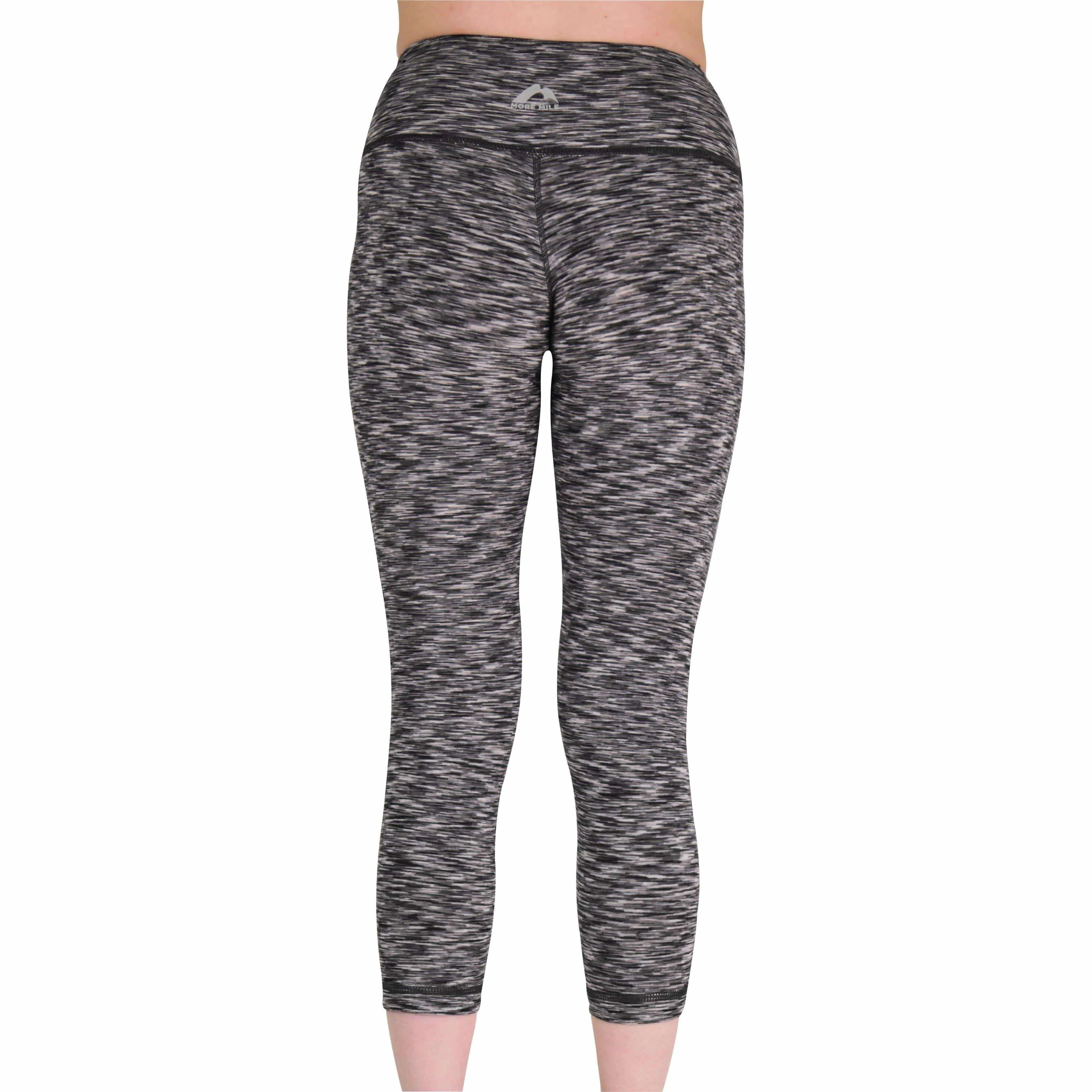 More Mile Reversible Graphic Womens 3/4 Capri Running Tights - Grey