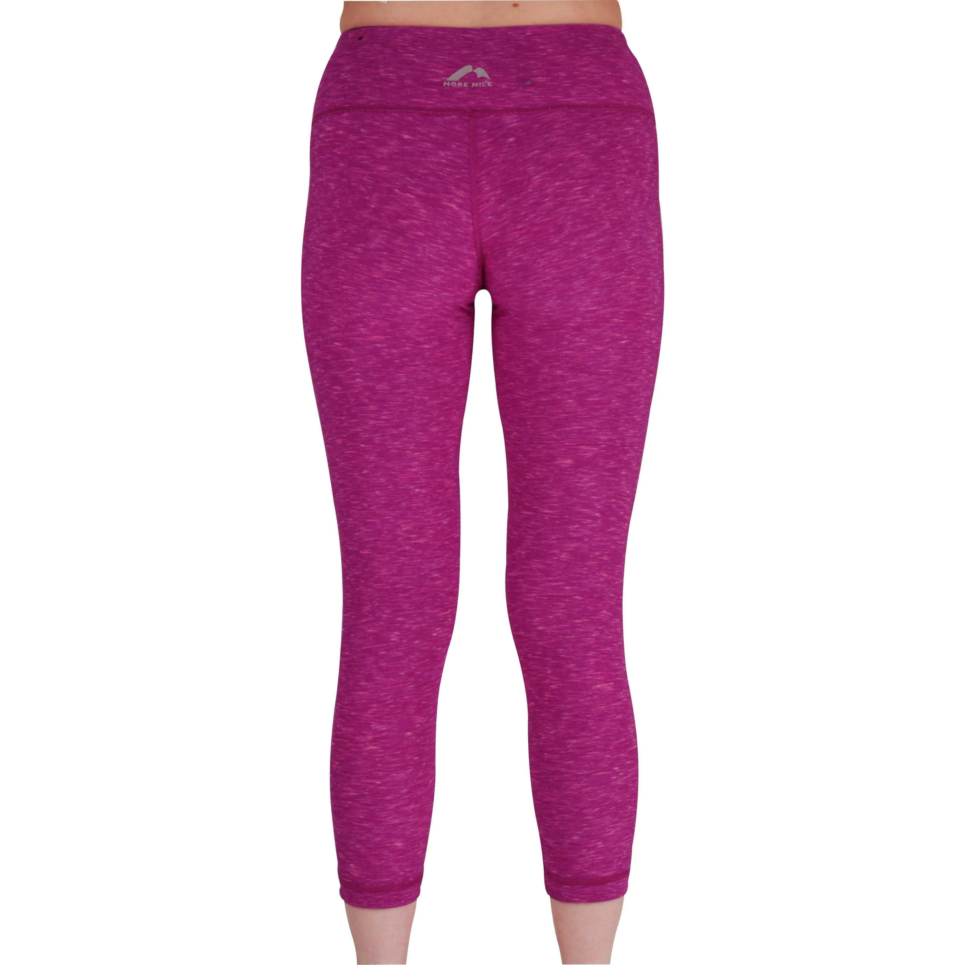 More Mile Reversible Graphic Womens 3/4 Capri Running Tights - Pink