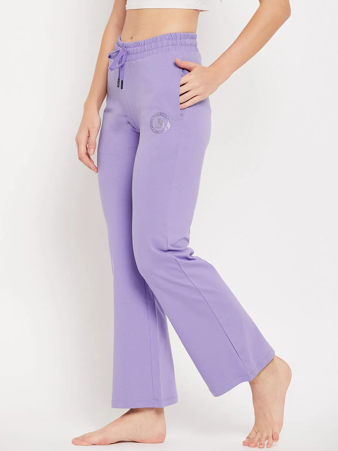 mSECRET Purple Cotton Flared Trackpants