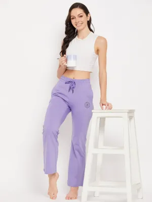 mSECRET Purple Cotton Flared Trackpants