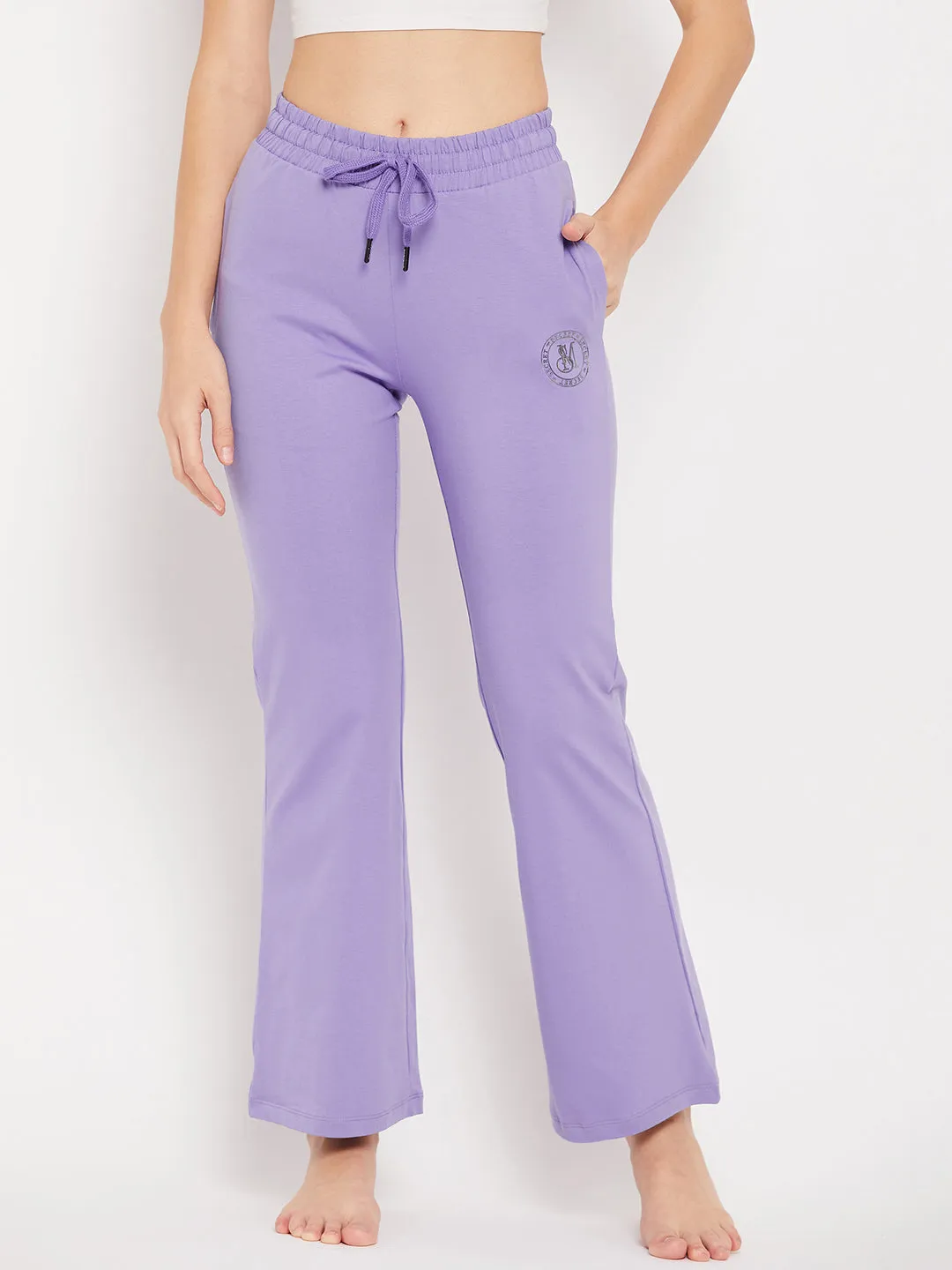 mSECRET Purple Cotton Flared Trackpants