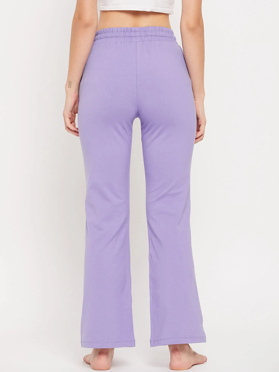 mSECRET Purple Cotton Flared Trackpants