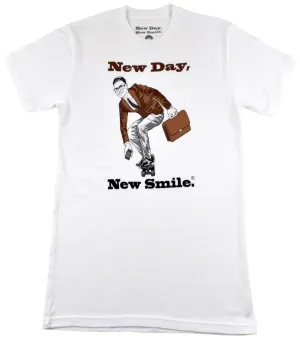 NEW DAY, NEW SMILE.® Business Man On Skateboard Men's Tee