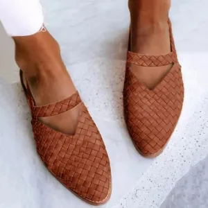 NEW DPTALR Women's Pointed Flat Shoes Weave Casual Shoes Solid Comfortable Sandals Shoes, Brown, Sz 9.5