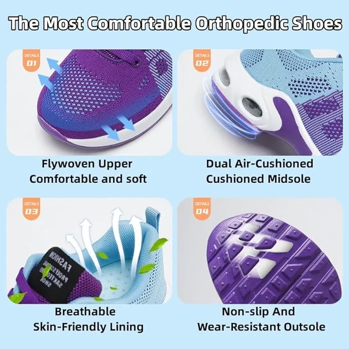 New Musabela Orthopedic Sneakers for Women,Ortho Pro - The Most Comfortable Orthopedic Shoes,Lightweight Fashion Sport Sneakers,Casual Walking Air Cushion Shoes Black, Sz 7