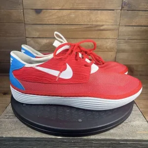 Nike Solarsoft Moccasin Mens Size 11 Red White Breathable 555301-614 Sneakers