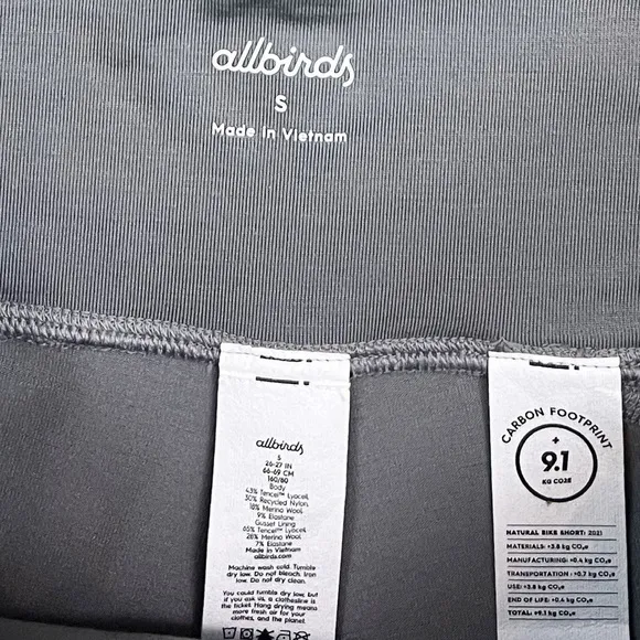 NWT Allbirds Womens Natural Bike Shorts Merino Wool Blend Grey