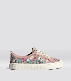 OCA Low Rose Suede Embroidered Flowers Sneaker Women