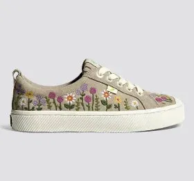 OCA Low Sand Suede Embroidered Flowers Sneaker Men