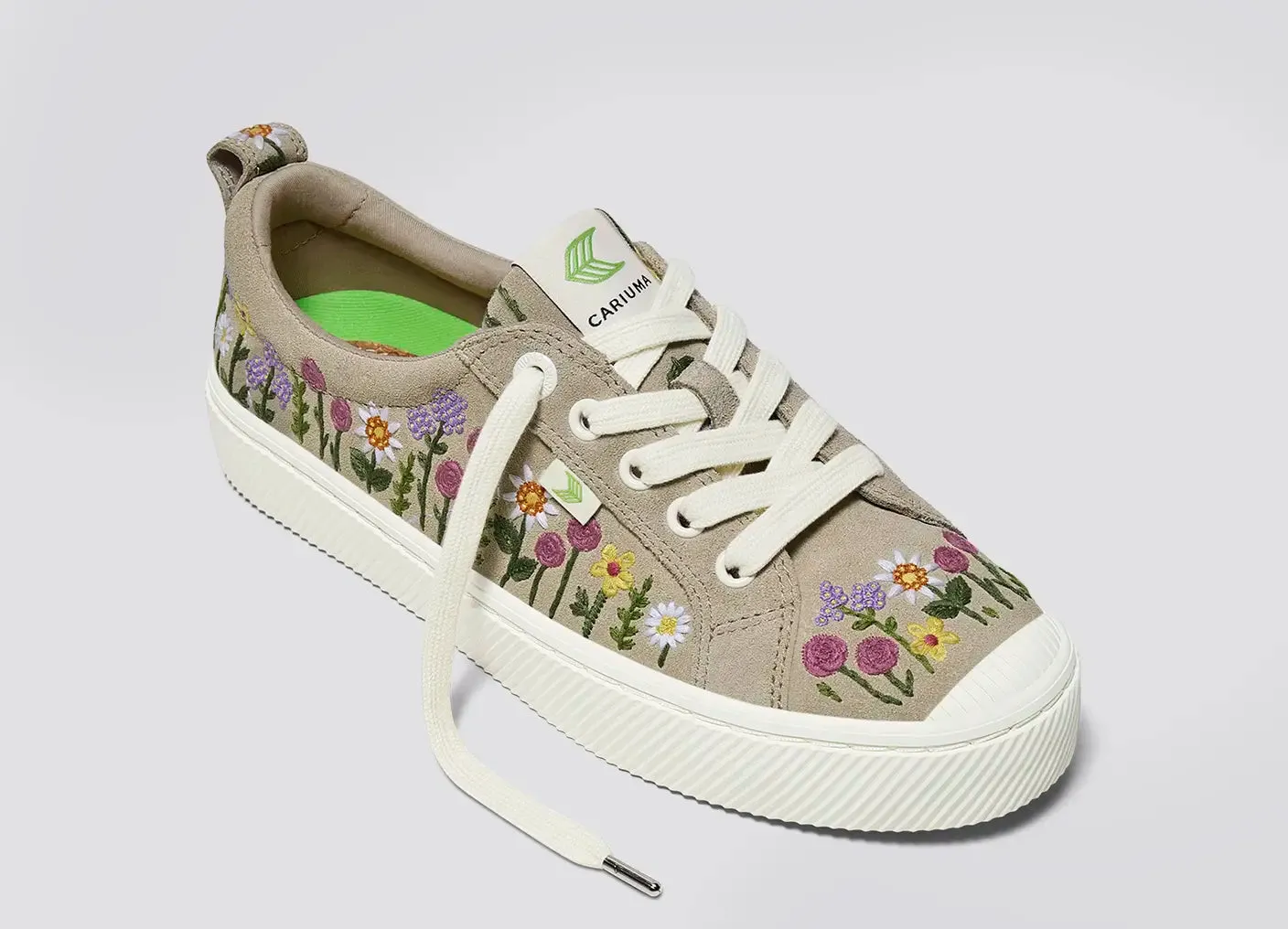 OCA Low Sand Suede Embroidered Flowers Sneaker Men