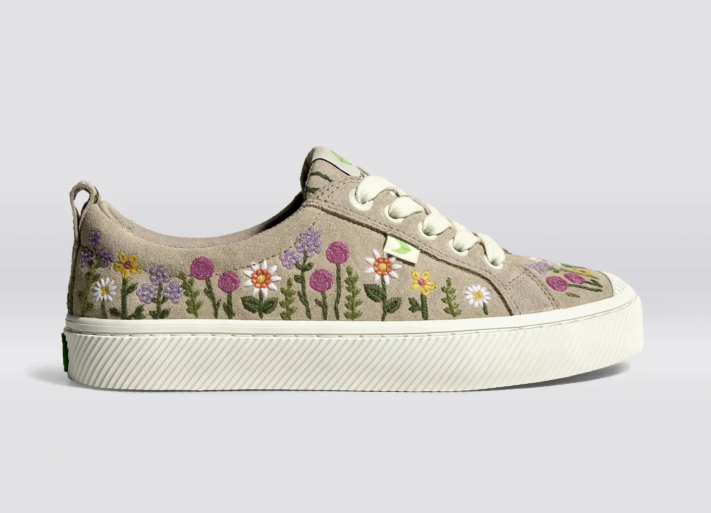 OCA Low Sand Suede Embroidered Flowers Sneaker Men