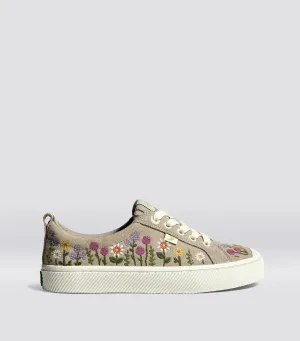 OCA Low Sand Suede Embroidered Flowers Sneaker Men