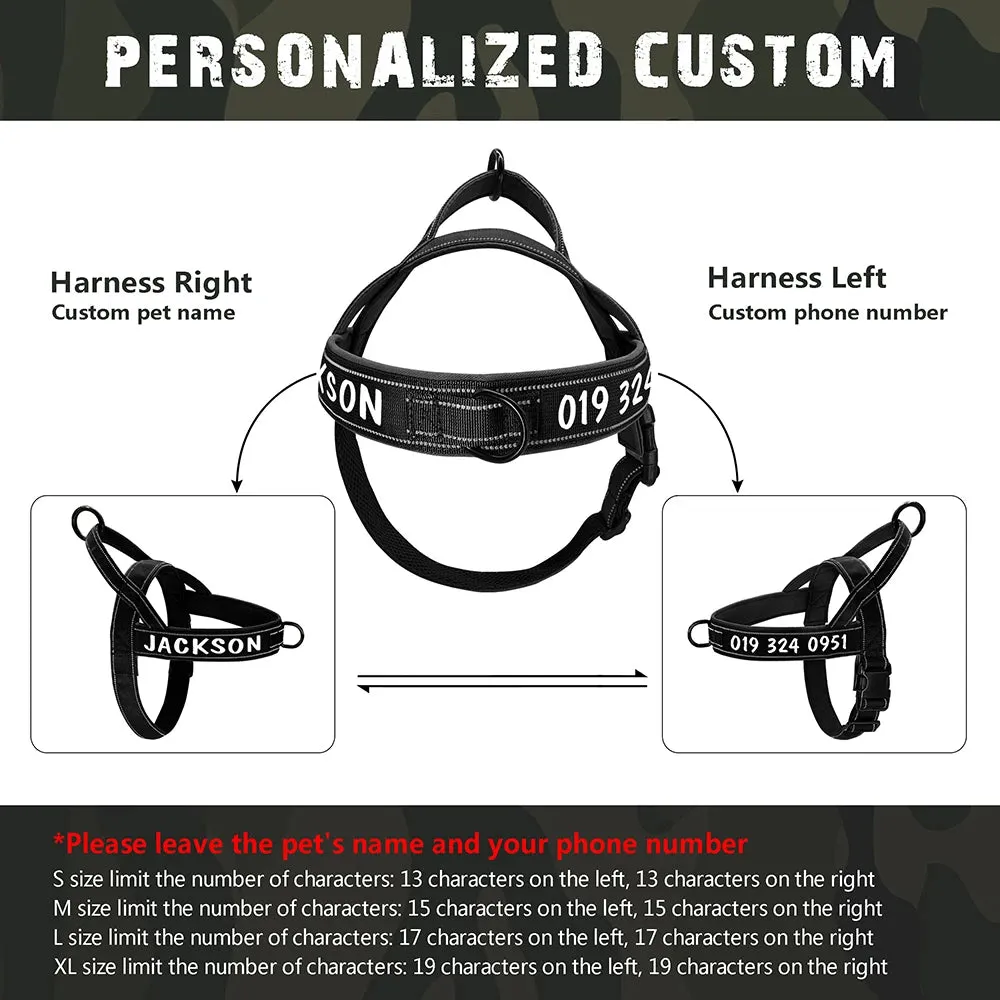Personalized Dog Military Tactical Reflective Nylon Dog Harness | Customizable Training Vest for Medium and Large Dogs