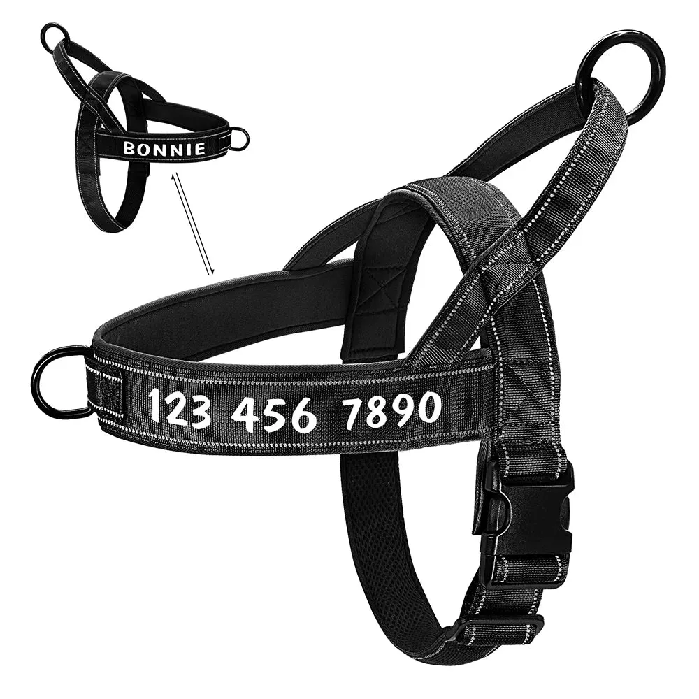 Personalized Dog Military Tactical Reflective Nylon Dog Harness | Customizable Training Vest for Medium and Large Dogs