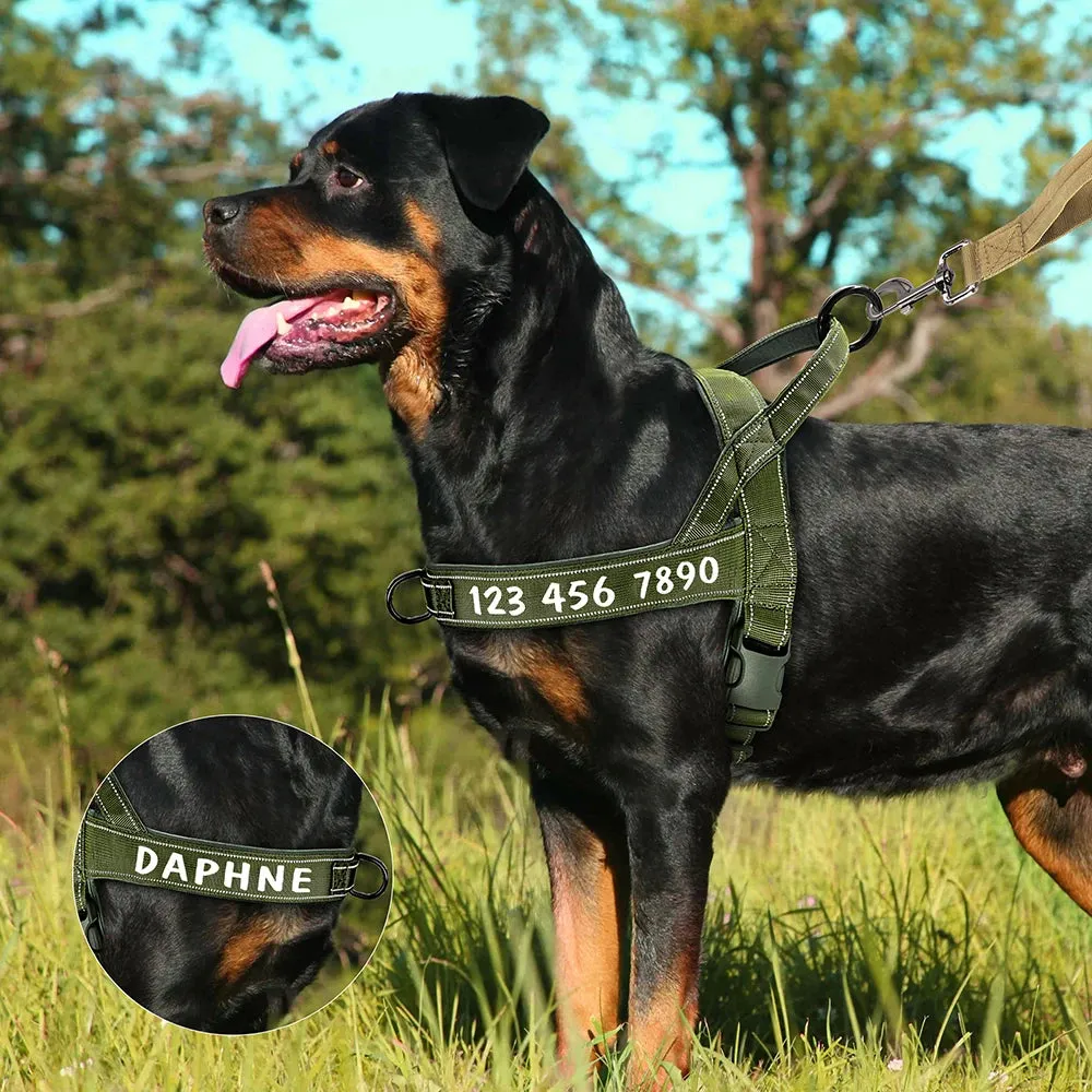 Personalized Dog Military Tactical Reflective Nylon Dog Harness | Customizable Training Vest for Medium and Large Dogs