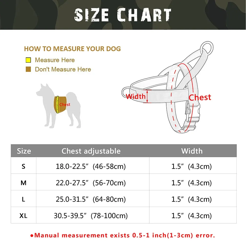 Personalized Dog Military Tactical Reflective Nylon Dog Harness | Customizable Training Vest for Medium and Large Dogs