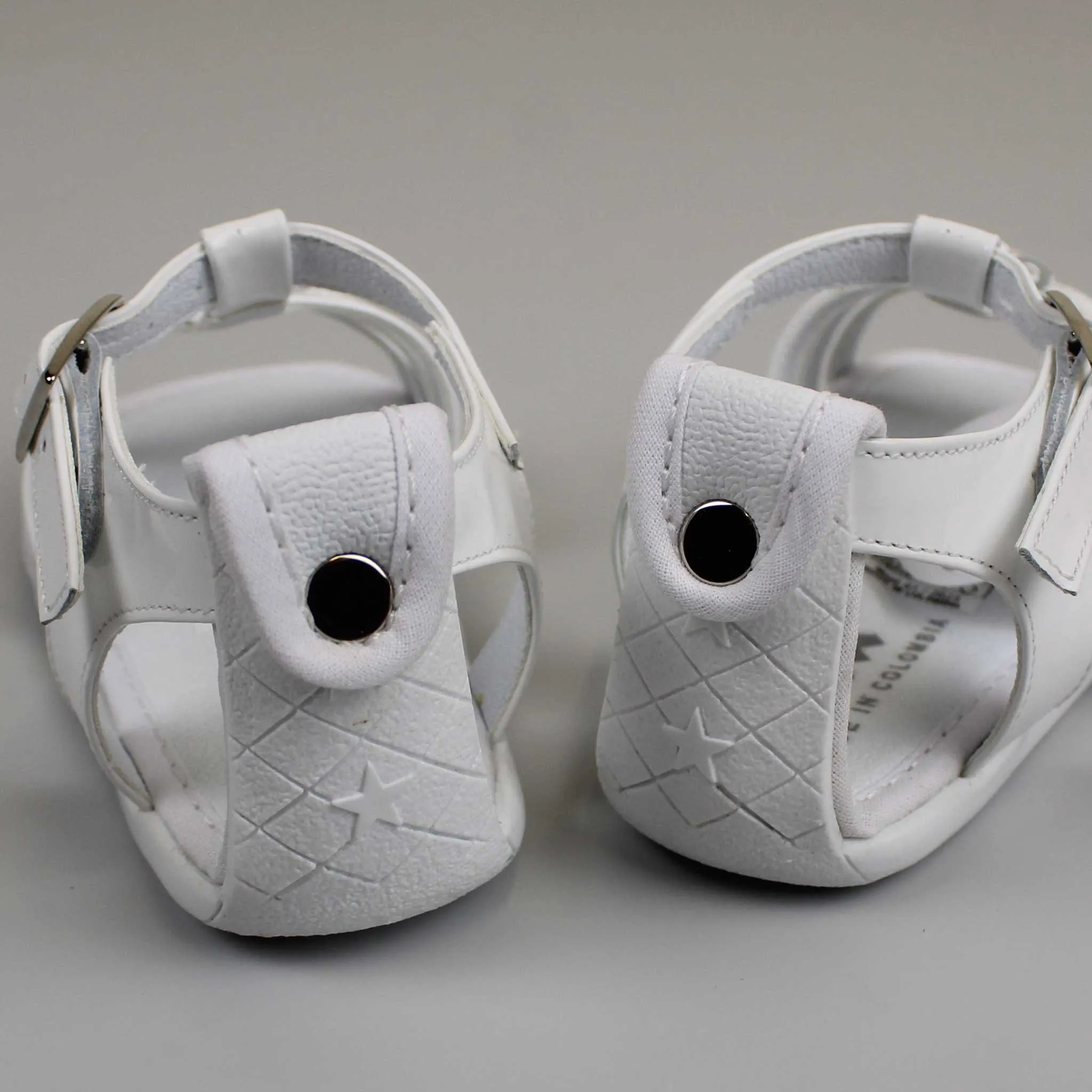 Pex Frida First Walker Sandals - Hard Sole White Patent Leather