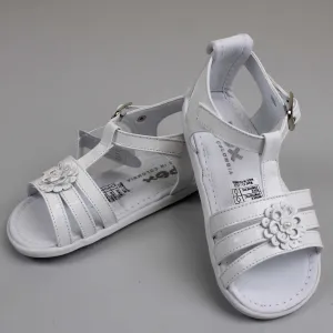 Pex Frida First Walker Sandals - Hard Sole White Patent Leather