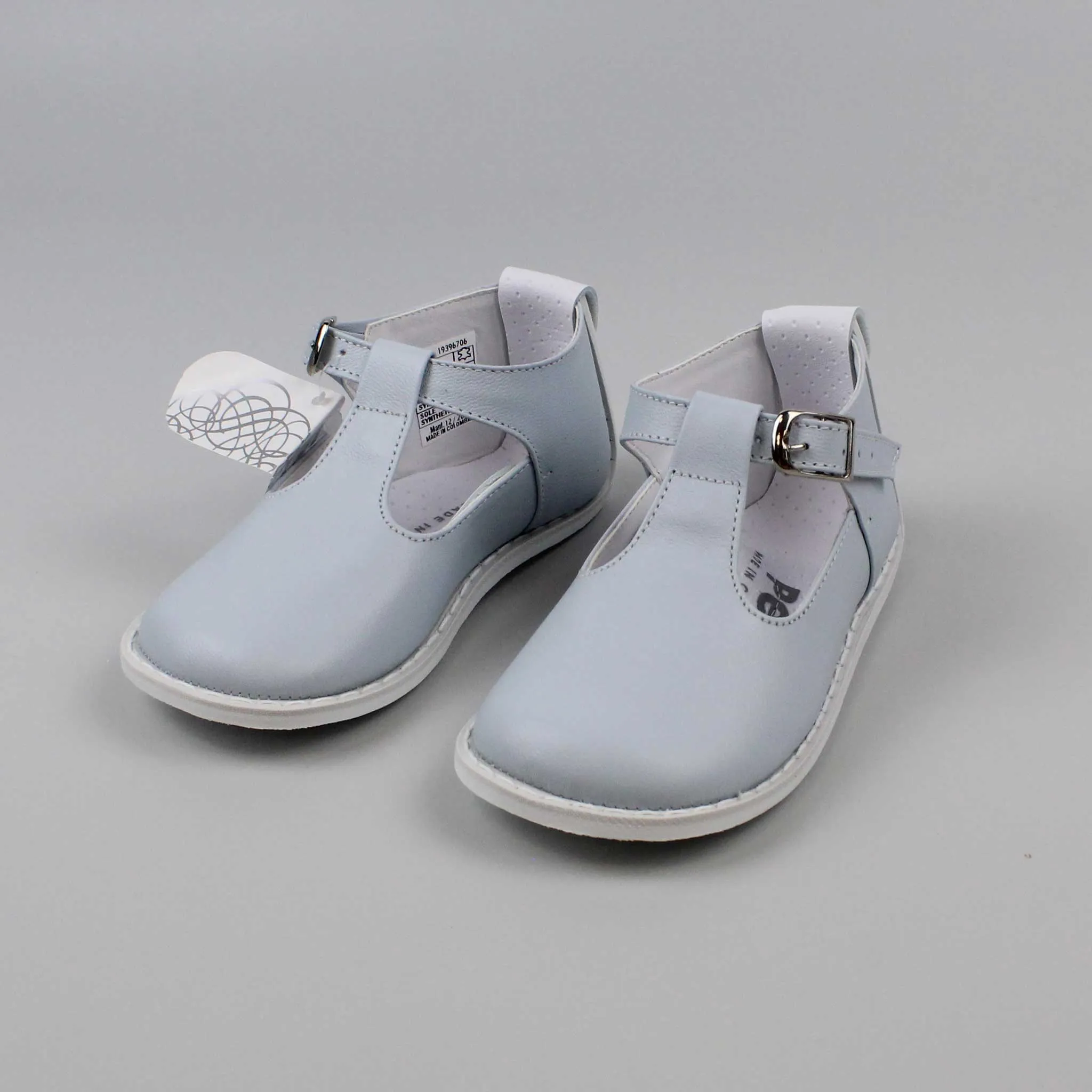 Pex Stef First Walker Shoes - Hard Sole Blue Leather T Bar