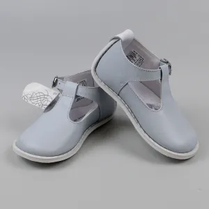 Pex Stef First Walker Shoes - Hard Sole Blue Leather T Bar