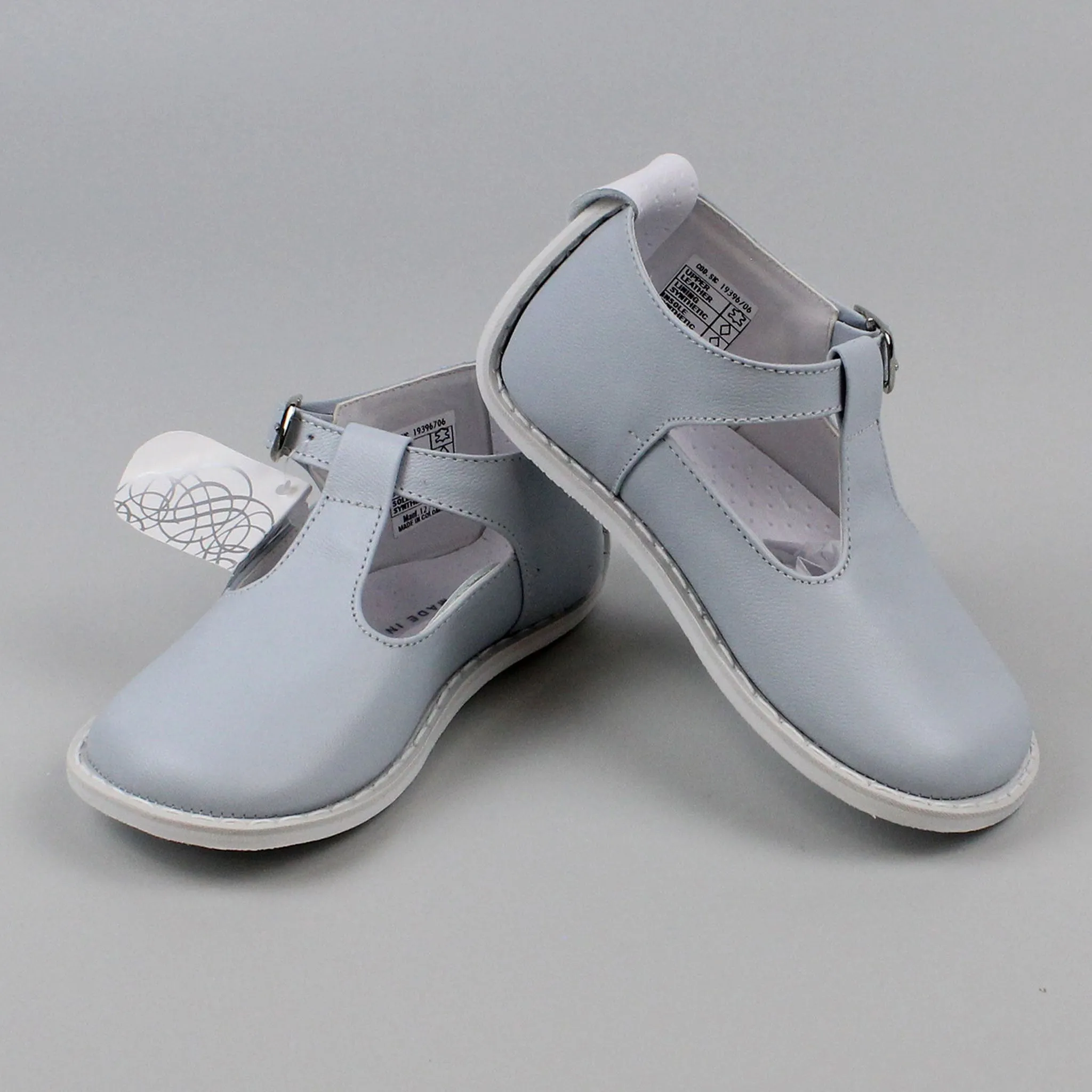 Pex Stef First Walker Shoes - Hard Sole Blue Leather T Bar