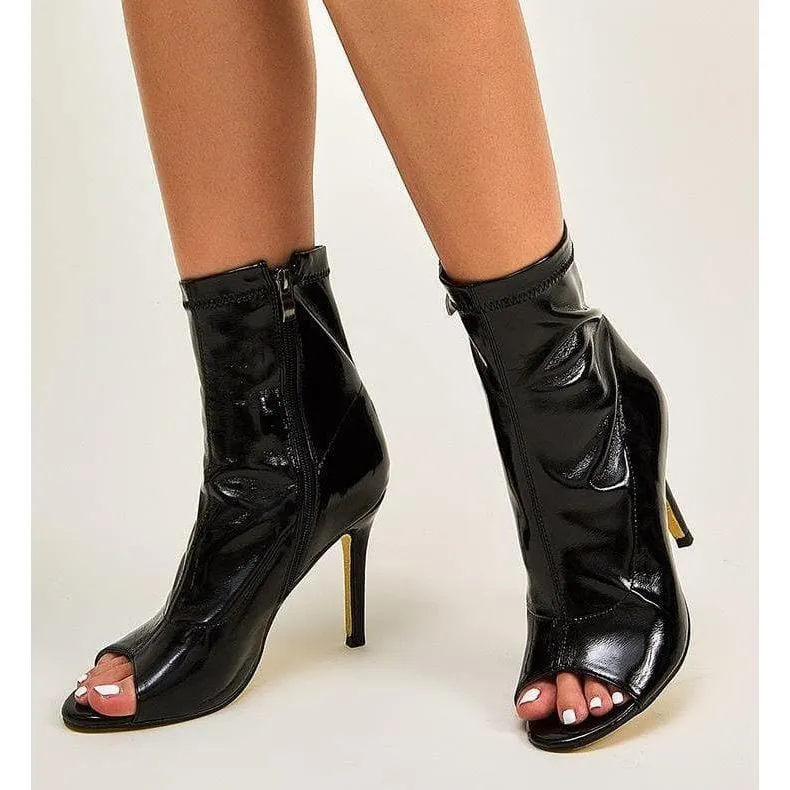 PU Leather Peep-Toe Zippers boots