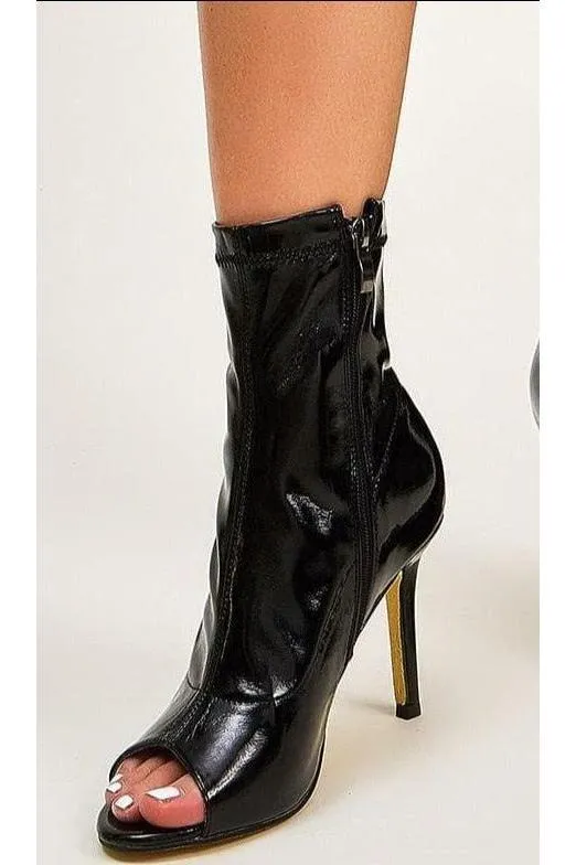PU Leather Peep-Toe Zippers boots