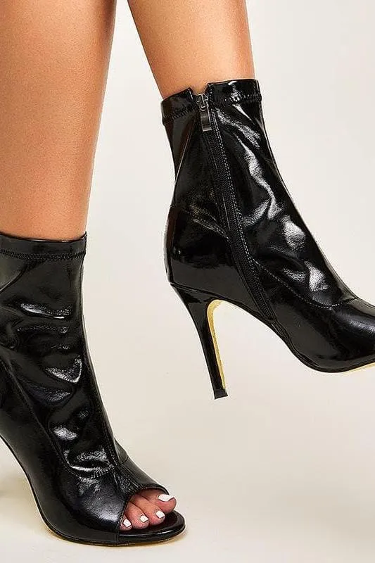 PU Leather Peep-Toe Zippers boots