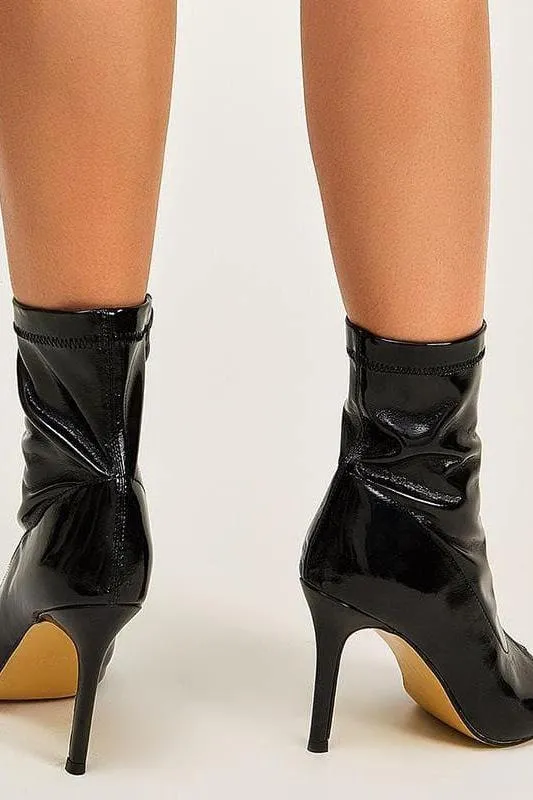 PU Leather Peep-Toe Zippers boots