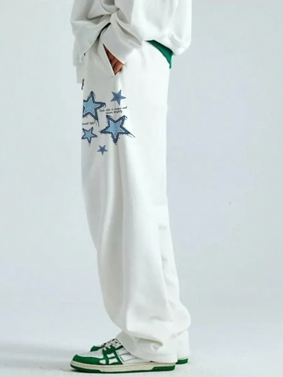 "Starry Drift Joggers" | Men's Casual Sweatpants with Front Tie, Pockets, and Star Print