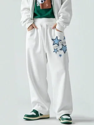 "Starry Drift Joggers" | Men's Casual Sweatpants with Front Tie, Pockets, and Star Print