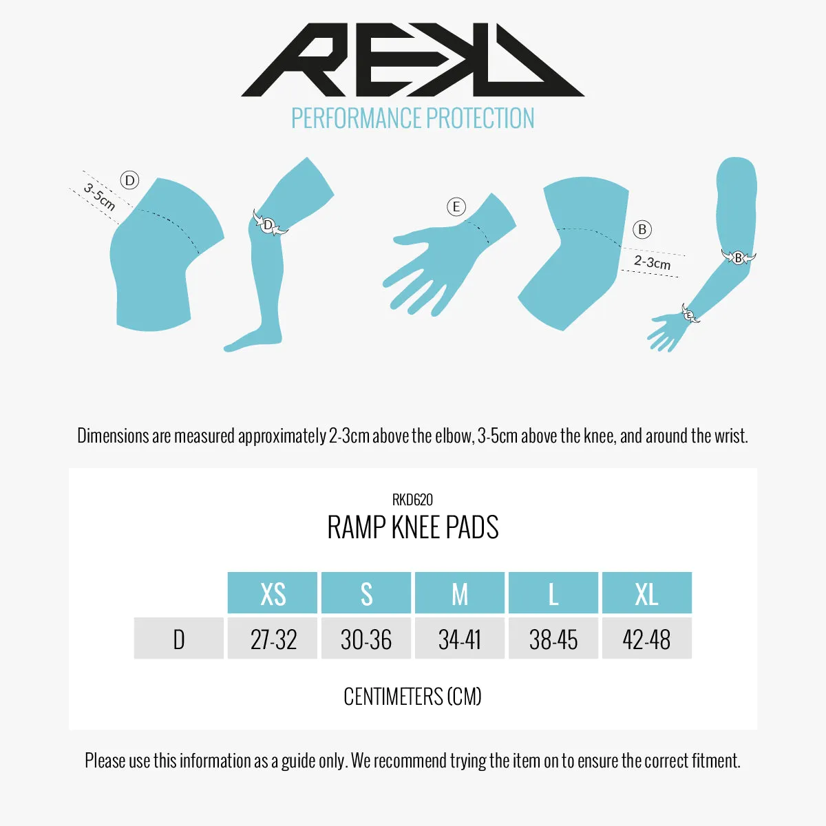 REKD Ramp Skateboard/BMX Pro Knee Pads - Blue/Black