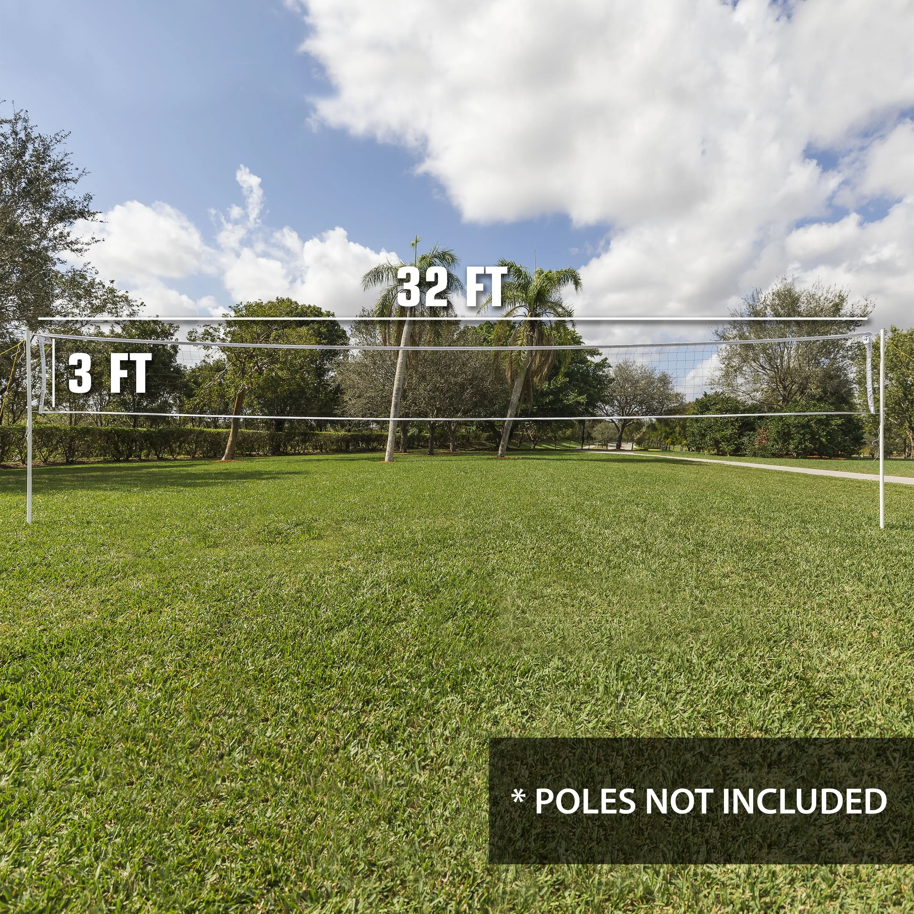 Replacement Volleyball Net, 32' X 3' Full Size Net with a Heavy-Duty Tarpaulin Top, plus Side and Bottom Tapes