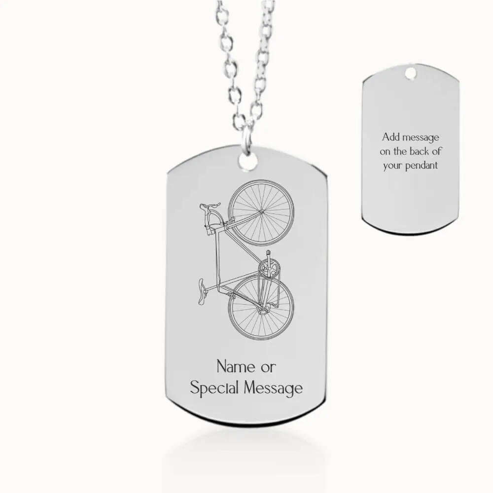 Road Bicycle Tag Pendant on Fine Chain