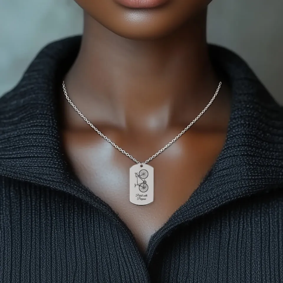 Road Bicycle Tag Pendant on Fine Chain