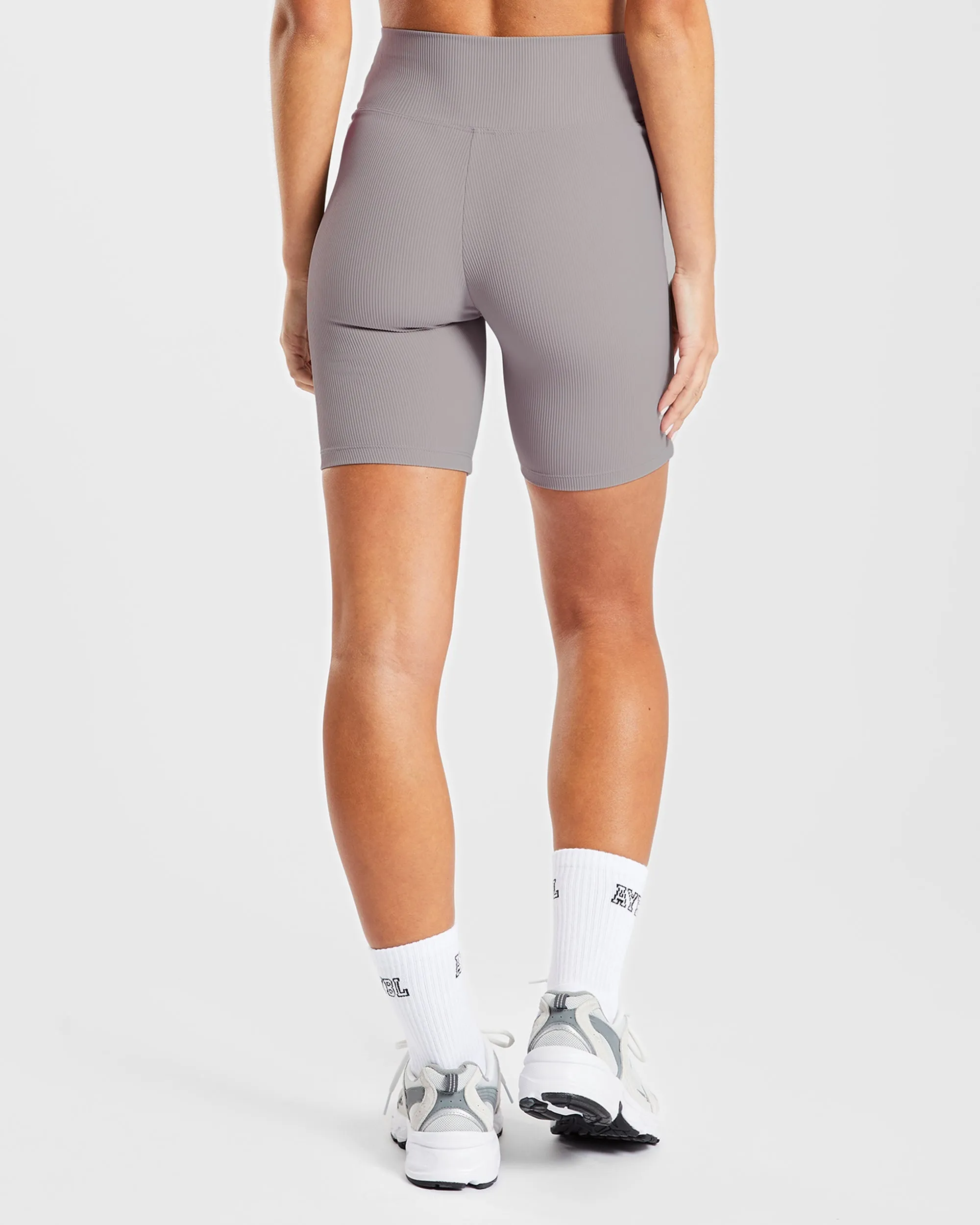 Sculpt Ribbed Cycling Shorts - Fog Grey