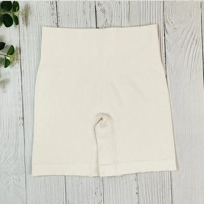 Seamless Ribbed Yoga Shorts for Women - Workout Sports Short Leggings for Fitness Summer High Waist Gym Cycling